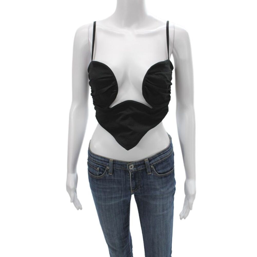 Olivaceous Women Corset Top Black Sweetheart Zip Sleeveless Party Size M